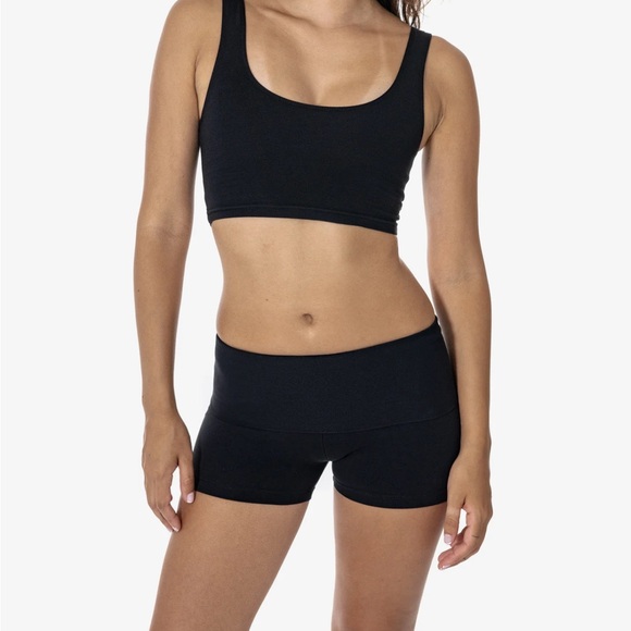 Los Angeles Apparel Black High Waist Women's Shorts - Picture 1 of 4